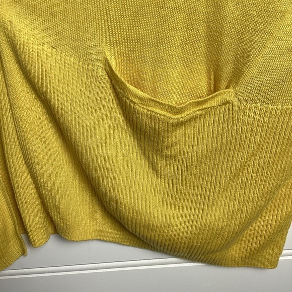 Boden Silk& Linen Mustard Yellow Open Cardigan Pockets Size6 - Picture 4 of 7